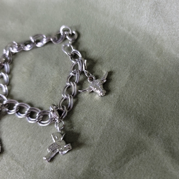 Vintage Silver Western Yallternative Coastal Cowgirl Charm Bracelet - Picture 4 of 7